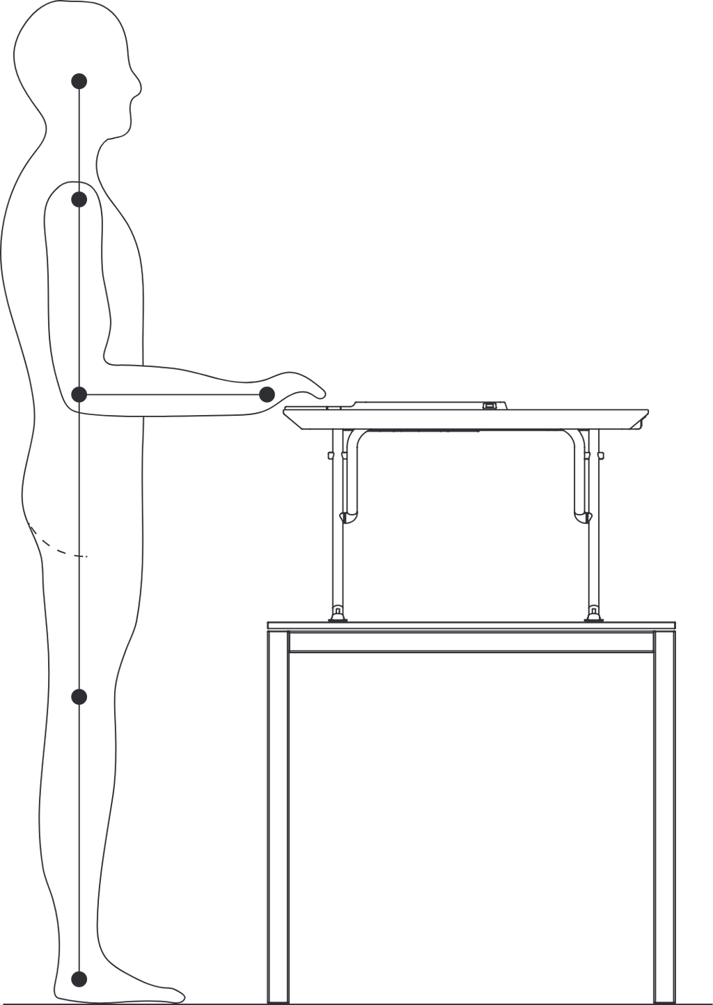 diagram of person at standing desk